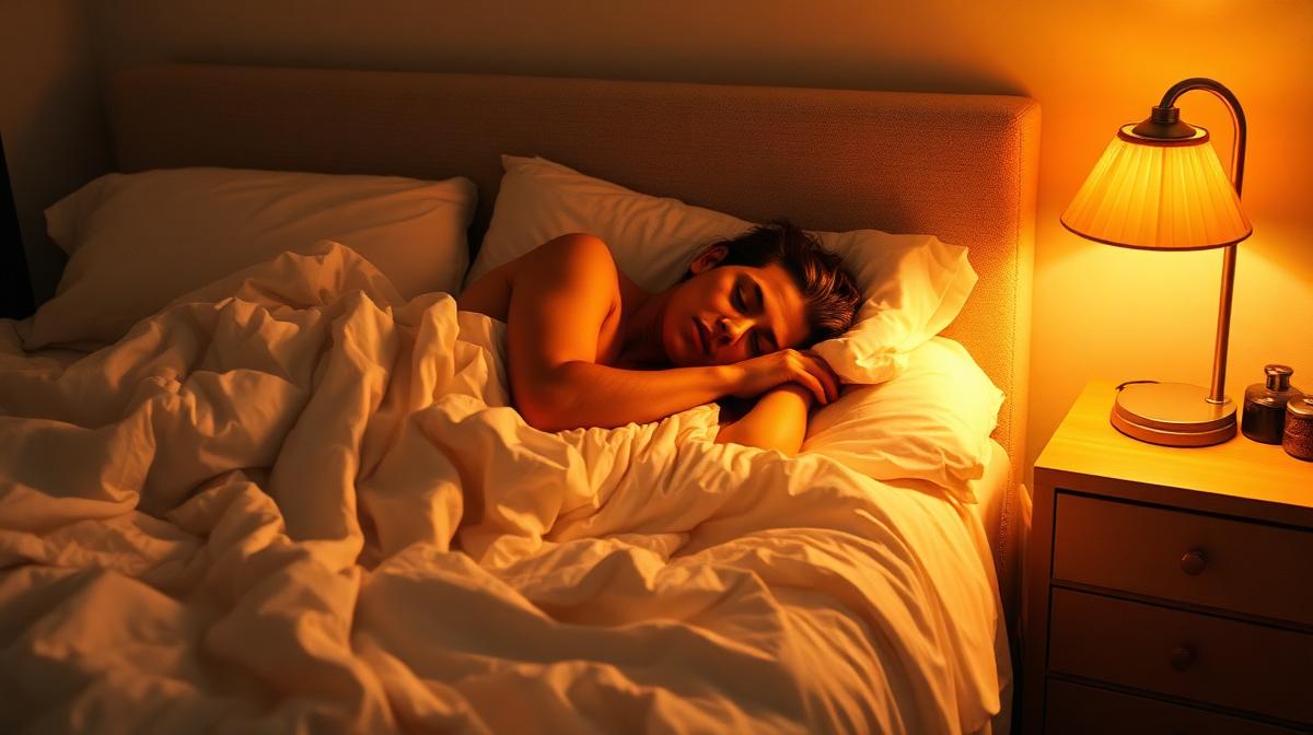 Person sleeping restlessly in bed at night, illustrating the difference between simple snoring and sleep apnea